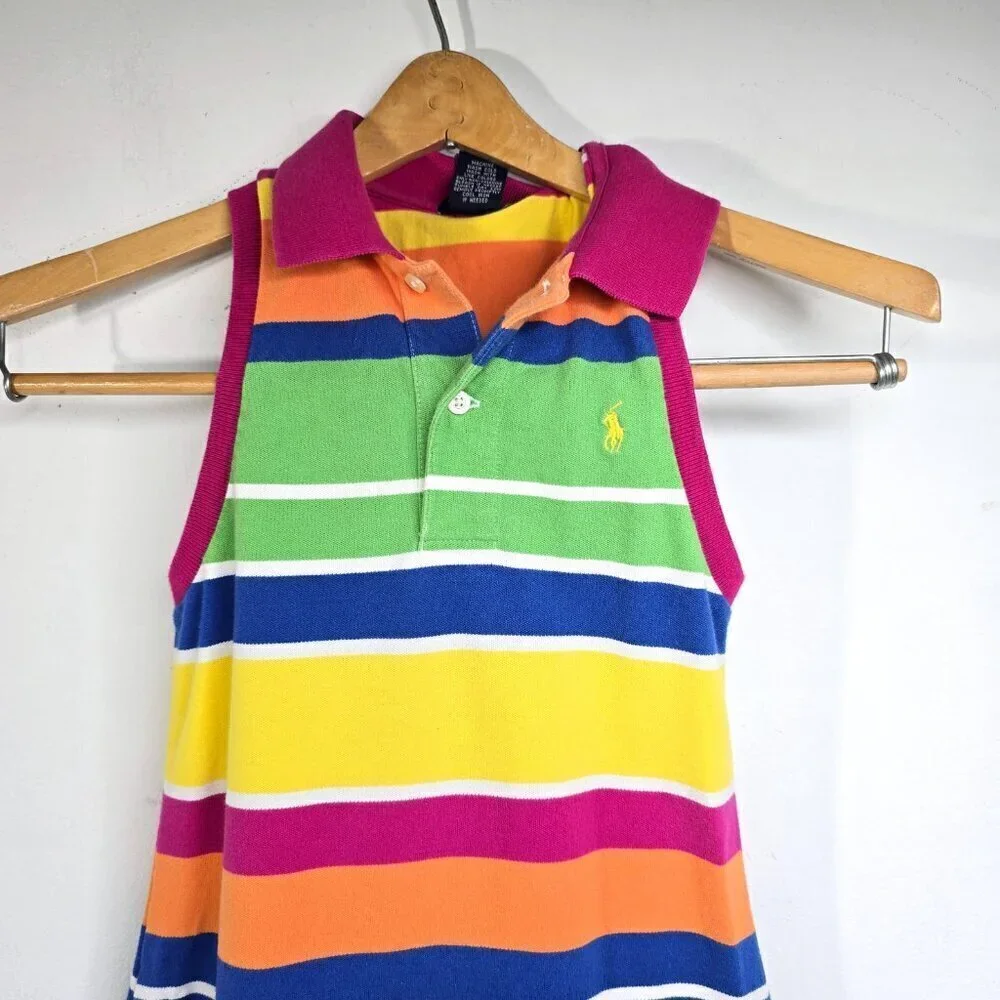 Ralph Lauren Rainbow Striped Sleeveless Shirt Dress
